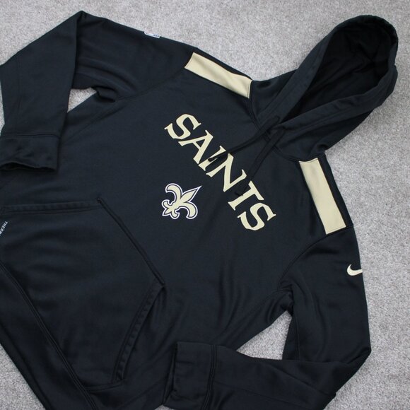Nike New Orleans Saints Hoodie Men Medium Black Therma-Fit NFL Hooded Sweatshirt - Picture 3 of 14